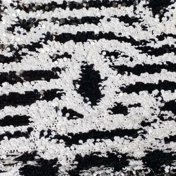 Chanel AS4561 Evening Bag Sequins & Silver Tone Metal Black White