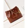 Chanel 22 AS3261 Handbag Shiny Calfskin Brown Gold