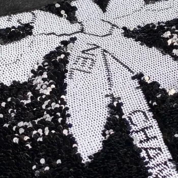 Chanel AS4561 Evening Bag Sequins & Silver Tone Metal Black &  White