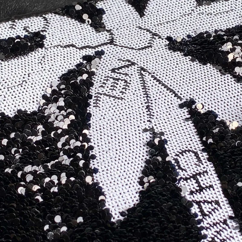 Chanel AS4561 Evening Bag Sequins & Silver Tone Metal Black &  White