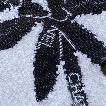 Chanel AS4561 Evening Bag Sequins & Silver Tone Metal White & Black