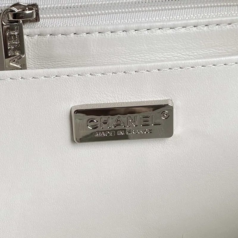 Chanel AS4561 Evening Bag Sequins & Silver Tone Metal White & Black