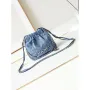 CHANEL 22 Mini Handbag Washed Denim & Silver Tone Metal AS3980 Blue