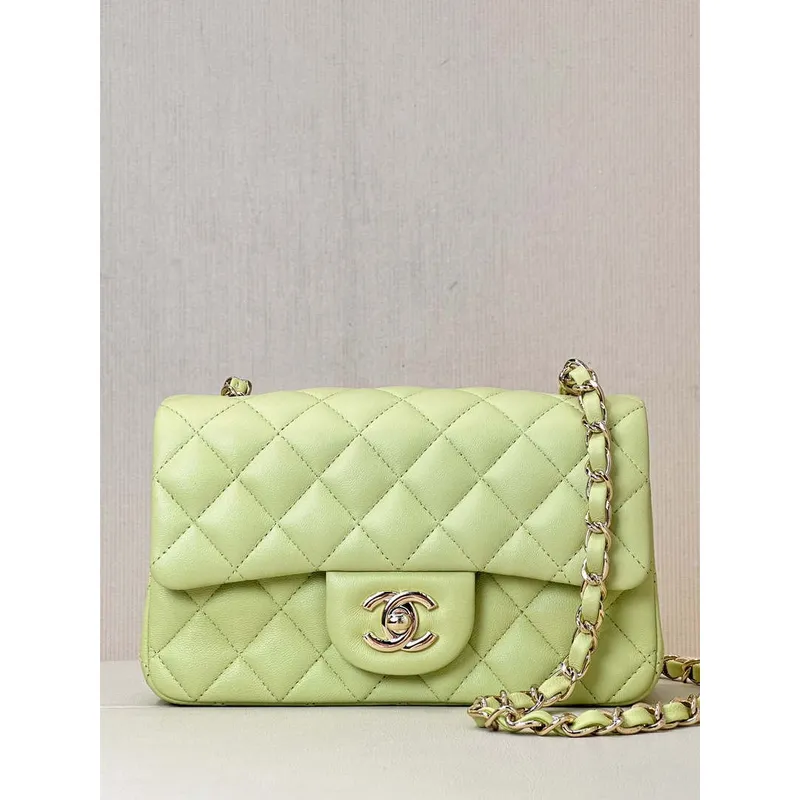 Chanel A69900 Mini Flap Bag Lambskin AS1116 Light Green