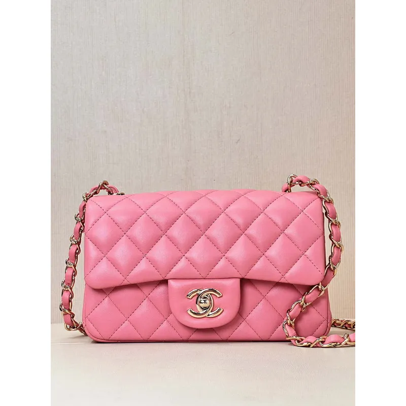 Chanel A69900 Mini Flap Bag Lambskin AS1116 Rose Red