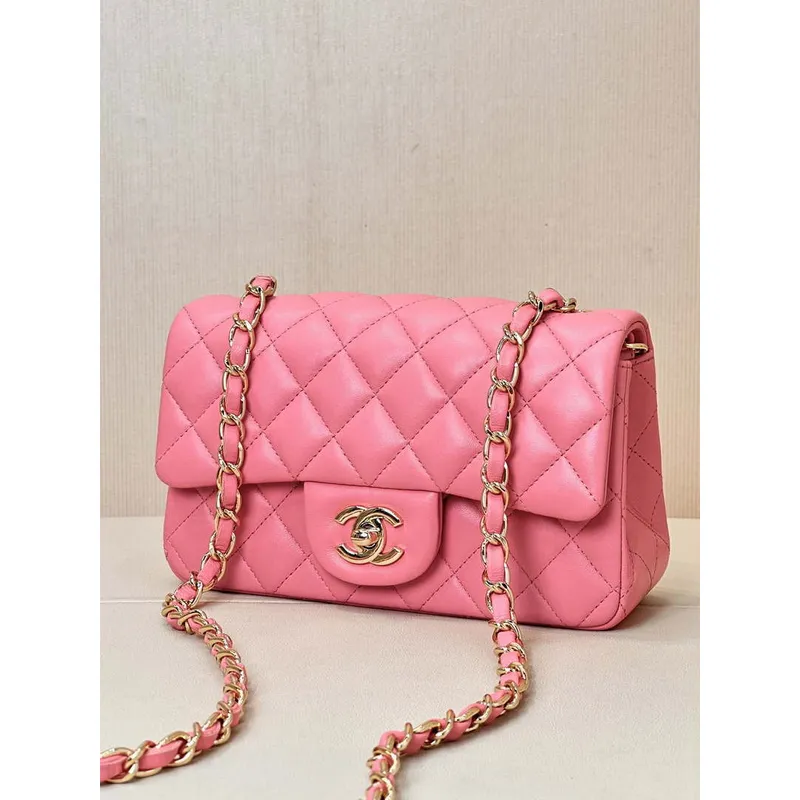 Chanel A69900 Mini Flap Bag Lambskin AS1116 Rose Red