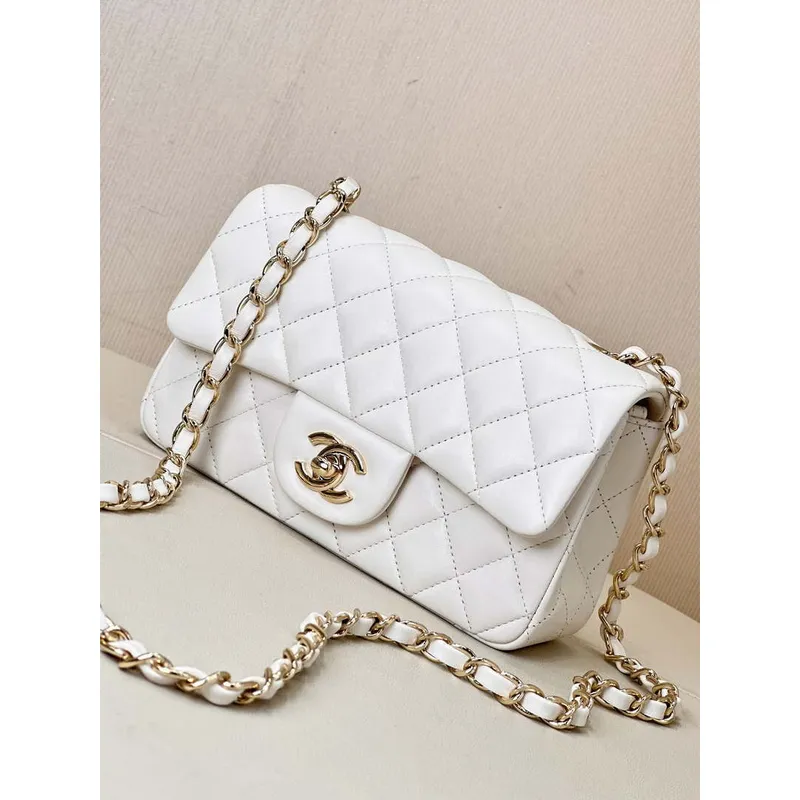Chanel A69900 Mini Flap Bag Lambskin AS1116 White