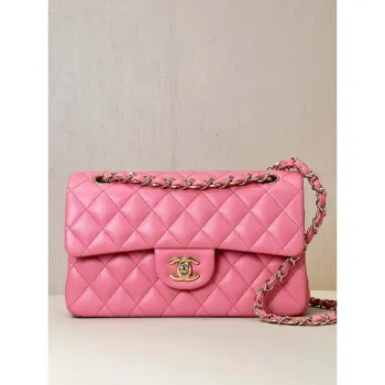 Chanel A01117 Flap Handbag Classic Bag 23cm Rose Red Lambskin