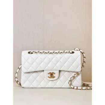 Chanel A01117 Flap Handbag Classic Bag 23cm White Lambskin