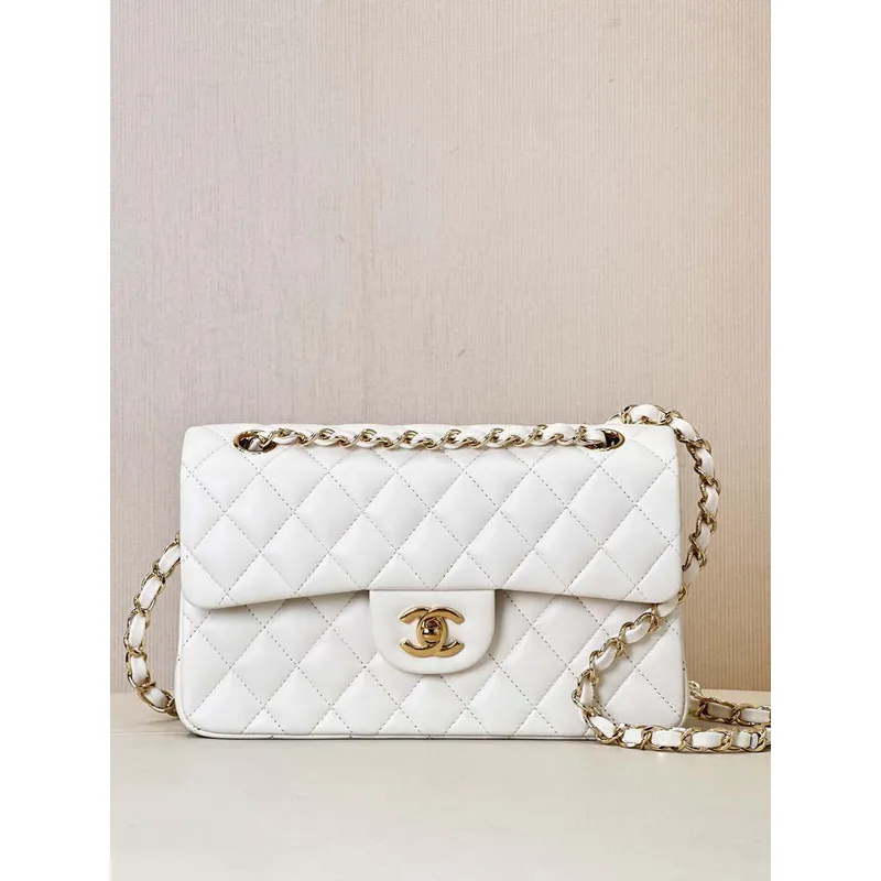 Chanel A01117 Flap Handbag Classic Bag 23cm White Lambskin