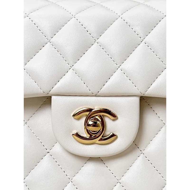 Chanel A01117 Flap Handbag Classic Bag 23cm White Lambskin