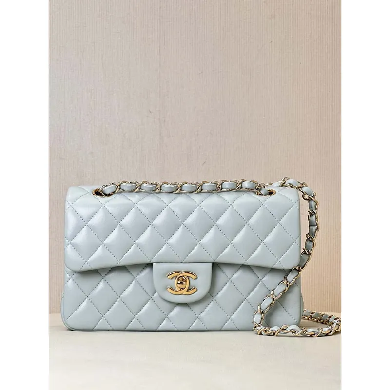 Chanel A01117 Flap Handbag Classic Bag 23cm Light Blue Lambskin