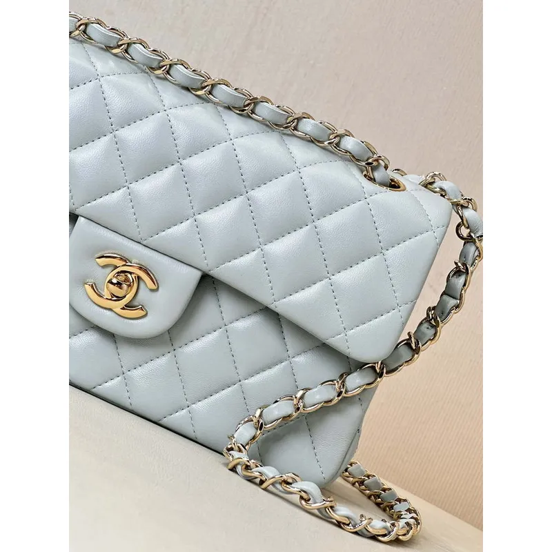 Chanel A01117 Flap Handbag Classic Bag 23cm Light Blue Lambskin