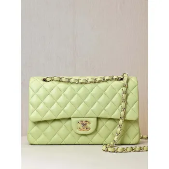 Chanel A01112 Flap Classic 11.12 Handbag Lambskin & Gold Tone Metal Light Green