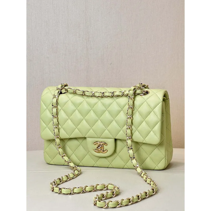 Chanel A01112 Flap Classic 11.12 Handbag Lambskin & Gold Tone Metal Light Green