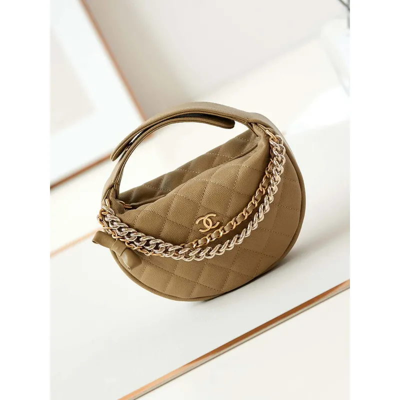 Chanel AP3943 Pouch Grained Shiny Calfskin & Gold Tone Metal Apricot
