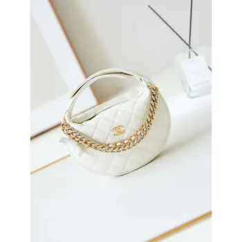 Chanel AP3943 Pouch Grained Shiny Calfskin & Gold Tone Metal White