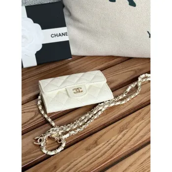 Chanel A81081 Wallet on Chain Shiny Calfskin White