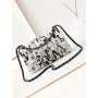 Chanel A01112 Flap White Fabric with Black Printed