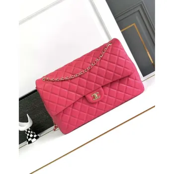 Chanel AS4661 Flap Bag CF Airport Calfskin & Gold Tone Metal Rose Red