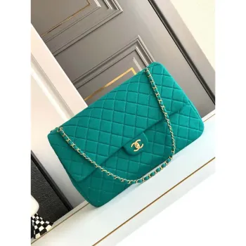 Chanel AS4661 Flap Bag CF Airport Calfskin & Gold Tone Metal Green