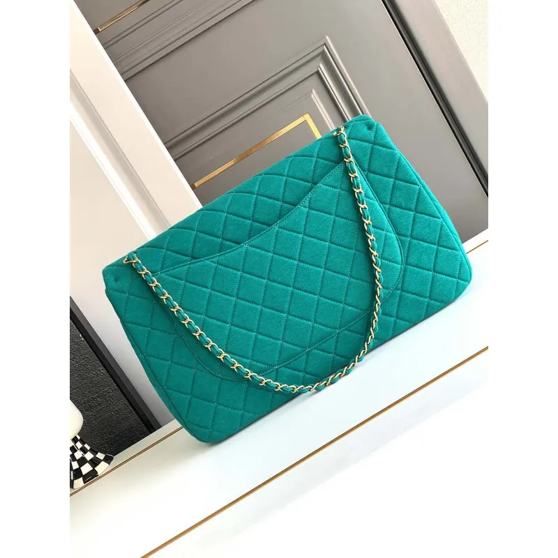 Chanel AS4661 Flap Bag CF Airport Calfskin & Gold Tone Metal Green