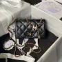 Chanel AS4973 Mini Flap Bag Shiny Lambskin Enamel & Gold Tone Metal Black