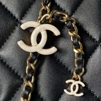 Chanel AS4967 Small Flap Bag Shiny Lambskin Enamel & Gold Tone Metal Black