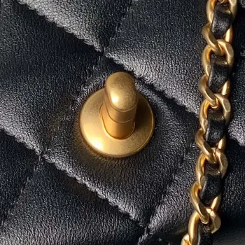 Chanel AS4967 Small Flap Bag Shiny Lambskin Enamel & Gold Tone Metal Black