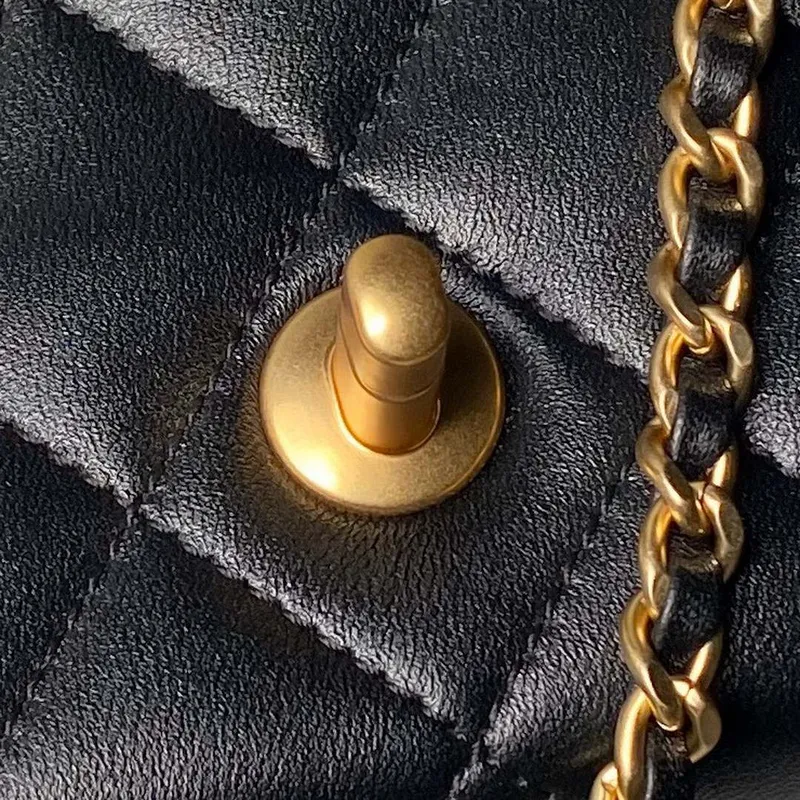 Chanel AS4967 Small Flap Bag Shiny Lambskin Enamel & Gold Tone Metal Black