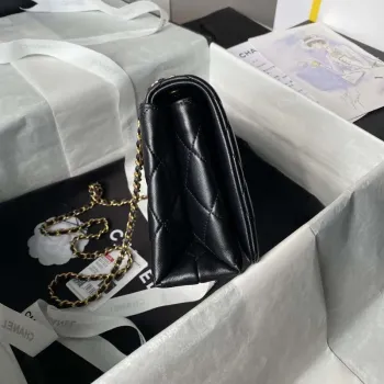 Chanel AS4967 Small Flap Bag Shiny Lambskin Enamel & Gold Tone Metal Black