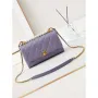 Chanel AS4997 Flap Bag with top Handle Shiny Lambskin  Imitation Pearls & Gold Tone Metal Purple