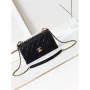 Chanel AS4997 Flap Bag with top Handle Shiny Lambskin  Imitation Pearls & Gold Tone Metal Black