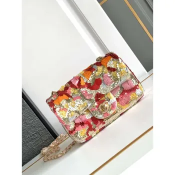 Chanel A69900 24P Mini Flap Pink Limited Edition Beaded Bags