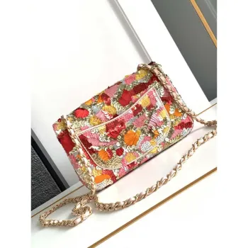 Chanel A69900 24P Mini Flap Pink Limited Edition Beaded Bags