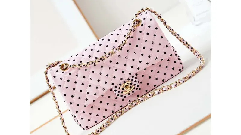 Chanel A01112 Pink Flap with White Raindrops — Elegant SS24 Flap Bag