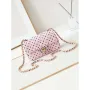 Chanel A69900 24P Mini Flap Pink Fabric Printed with white raindrops AS1116
