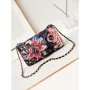 Chanel AS4842 Flap Printed Fabric & Gold Metal Black & Multicolour