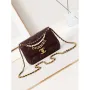 Chanel AS4986 Mini Flap bag Shiny Lambskin  Imitation Pearls & Gold Tone Metal Wine Red