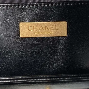 Chanel AS4959  Flap bag With top handle Shiny Lambskin & Gold Tone Metal Black