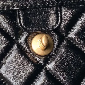 Chanel AS4958 Mini Flap bag With top handle Shiny Lambskin & Gold Tone Metal Black