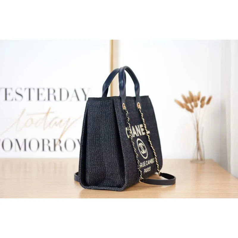 Chanel AS3257 Small Shopping Bag Mixed Fibers Calfskin & Gold Tone Metal CC8010