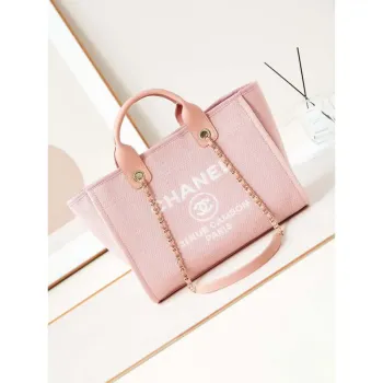 Chanel AS3257 Small Shopping Bag Mixed Fibers Calfskin & Gold Tone Metal Pink