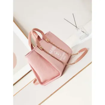 Chanel AS3257 Small Shopping Bag Mixed Fibers Calfskin & Gold Tone Metal Pink