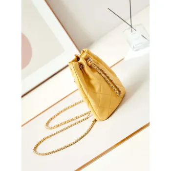 Chanel AS4810 Backpack Shiny Lambskin & Gold Tone Metal Yellow