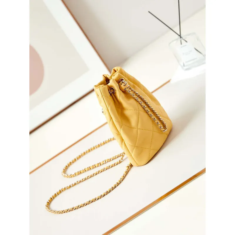 Chanel AS4810 Backpack Shiny Lambskin & Gold Tone Metal Yellow