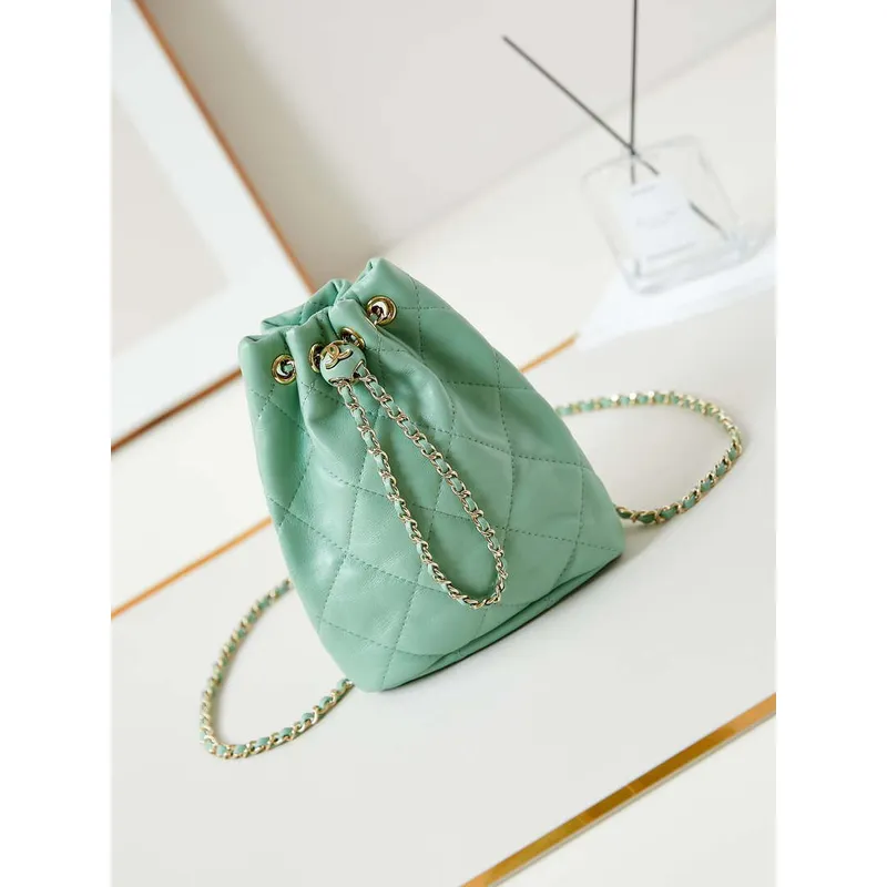 Chanel AS4810 Backpack Shiny Lambskin & Gold Tone Metal Green