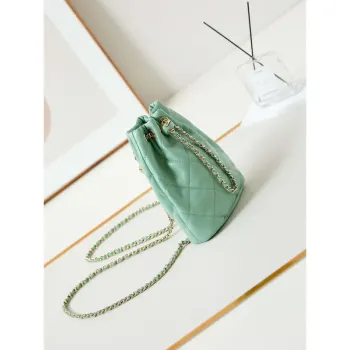 Chanel AS4810 Backpack Shiny Lambskin & Gold Tone Metal Green