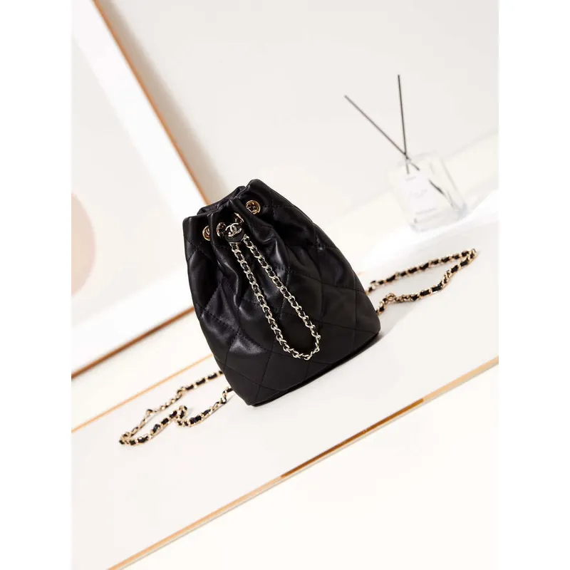 Chanel AS4810 Backpack Shiny Lambskin & Gold Tone Metal Black