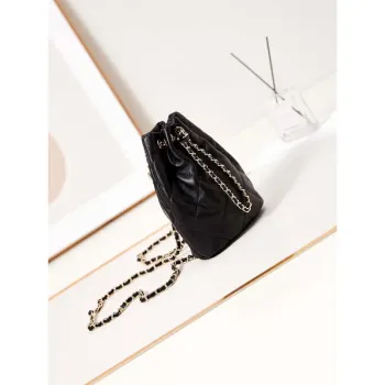 Chanel AS4810 Backpack Shiny Lambskin & Gold Tone Metal Black